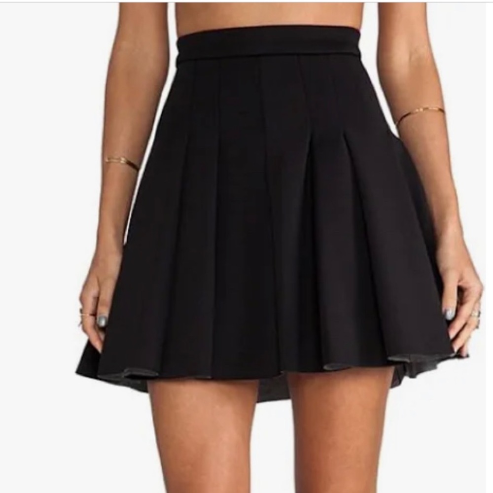 T ALEXANDER WANG Women's Black Neoprene Box Pleated Short Length Mini Skirt L.